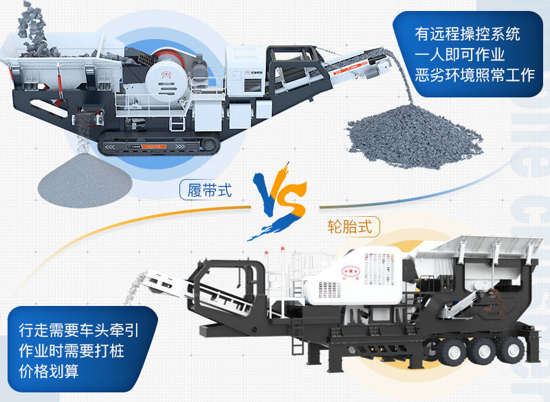 時產(chǎn)100噸移動式破碎機(jī)有履帶式與輪胎式之分