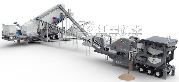 雙機搭配輪胎式移動破碎站