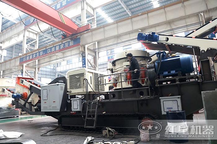 紅星國產履帶式移動破碎站搭載圓錐破碎機 紅星國產履帶式移動破碎站搭載圓錐破碎機