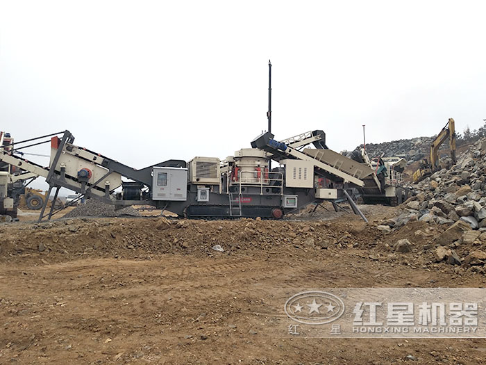 履帶圓錐破碎機作業現場