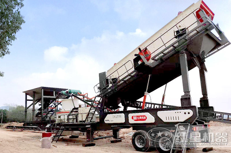 輪胎式可移動的鵝卵石制沙機(jī)