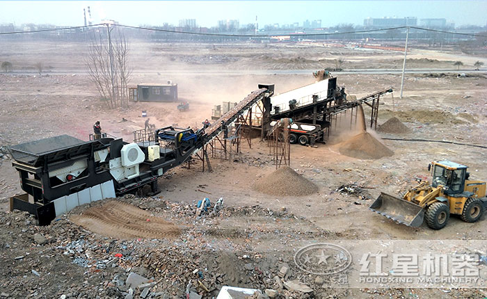 輪胎式建筑垃圾移動破碎現場，可隨時轉場