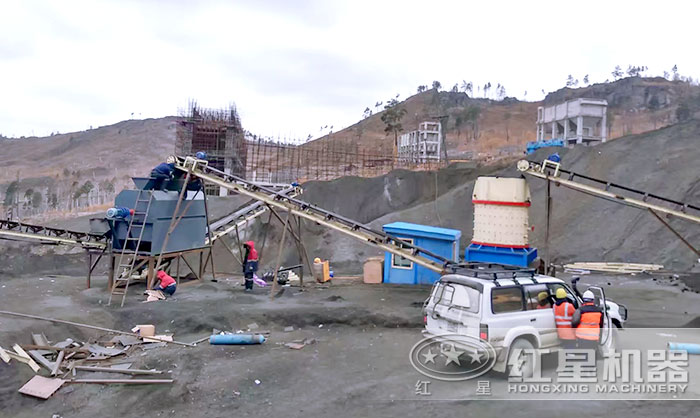 復合式破碎機制沙作業現場