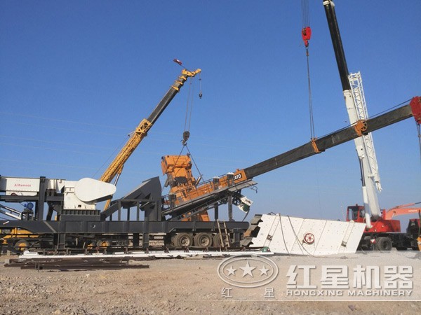 移動石頭破碎機生產現場